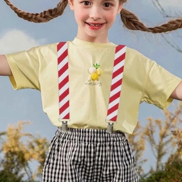 Red Candy Cane Striped Suspenders, pre-loved - Picture 3 of 13